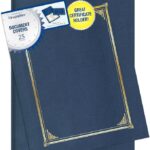 Geographics Classic Linen Certificate/Document Covers - Navy Blue, 25 Pack - 12.5 x 9.75 in